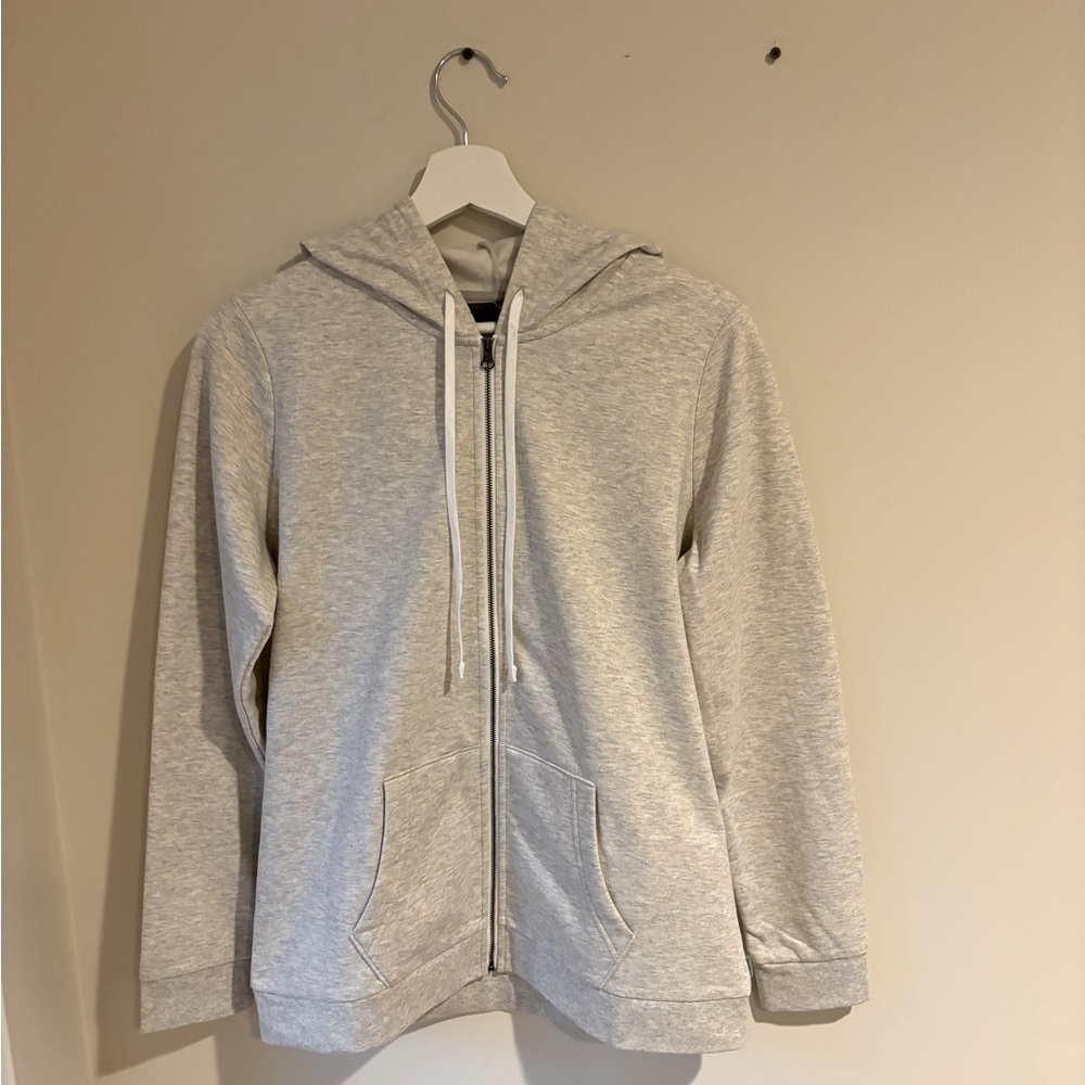 New grey heather full-zip hoodie